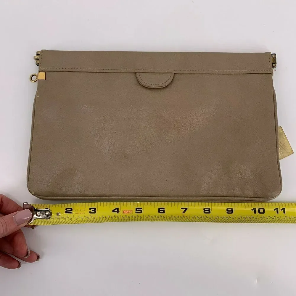 Vintage Zenith Tan Leather Clutch Bag